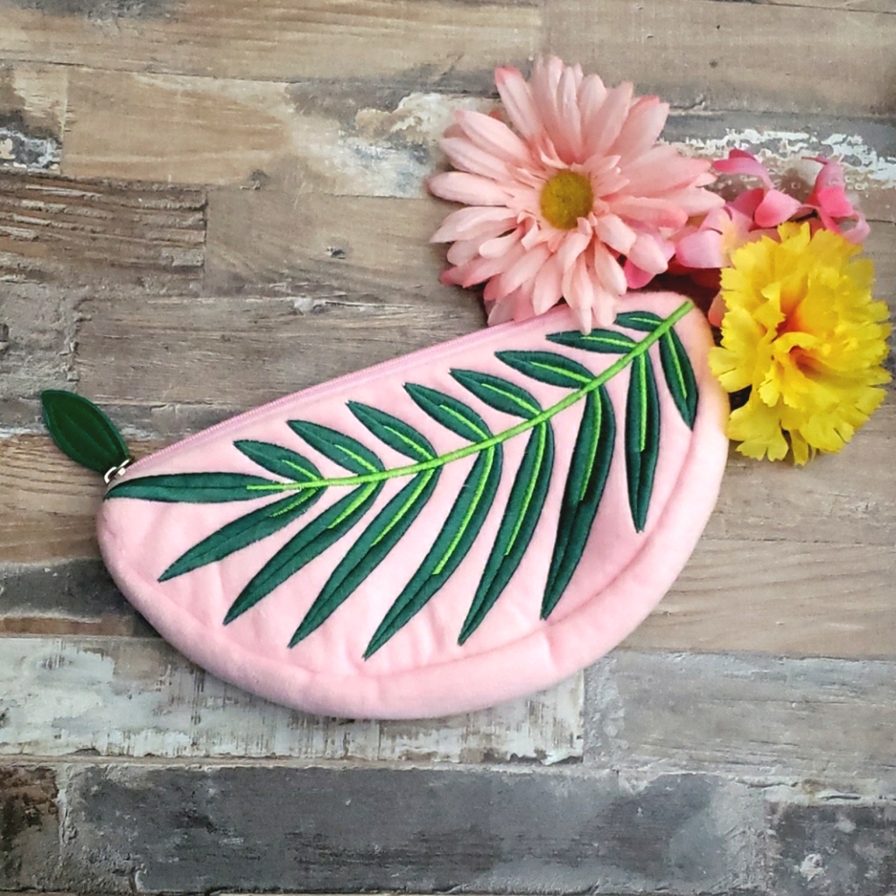 Bamboo leaf handbag/clutch fleece Zipper